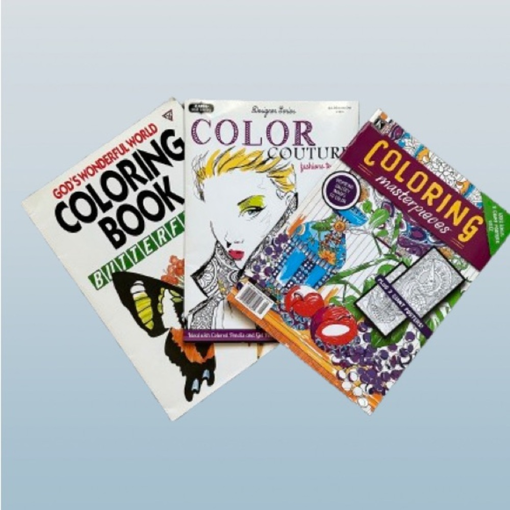 New 3 of Coloring Masterpieces and Butterflies Coloring Book, Color Couture Set